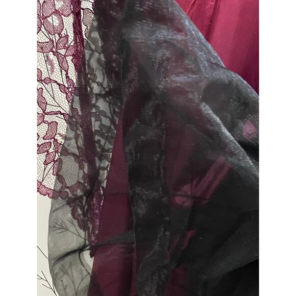 VINTAGE 90s CACHET Burgundy Lace Midi Dress 12 Whimsygoth Romantic Fairytale - Picture 7 of 11